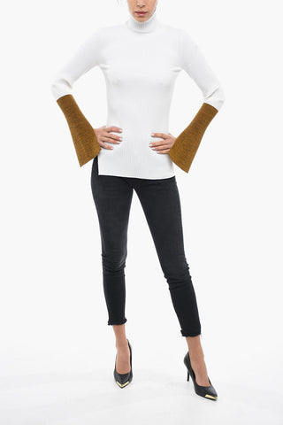 GENIUS 2 Ribbed Turtleneck Sweater with Contrasting Sleeves