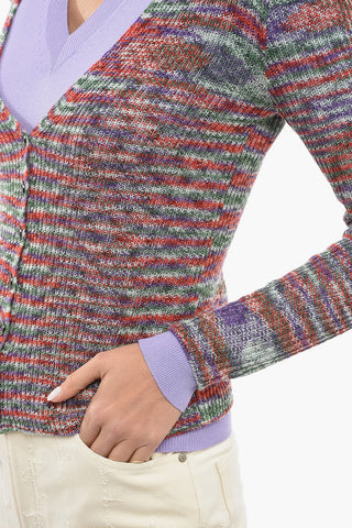 Cardgigan In Misto Cashmere Con Scollo A V