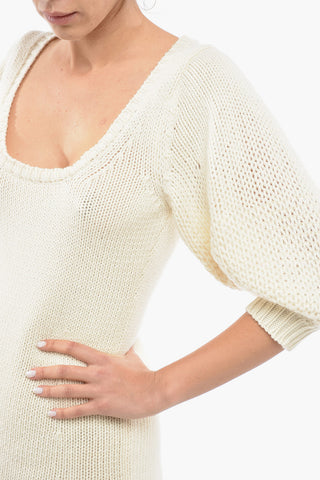 Flared Cashmere Blend Dress with Balloon Sleeves
