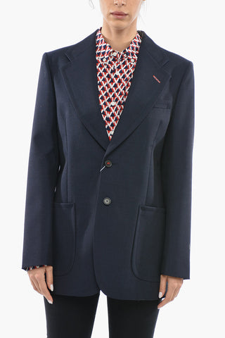 Giacca Monopetto UNISEX In Lana Foderata Con Tasche A Toppa