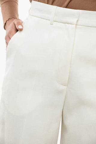 Pantaloni a Gamba Ampia in Misto Seta con Pinces