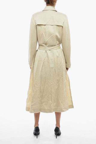 Solid Color Double-Breasted Coat with Belt