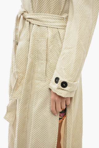 Solid Color Double-Breasted Coat with Belt