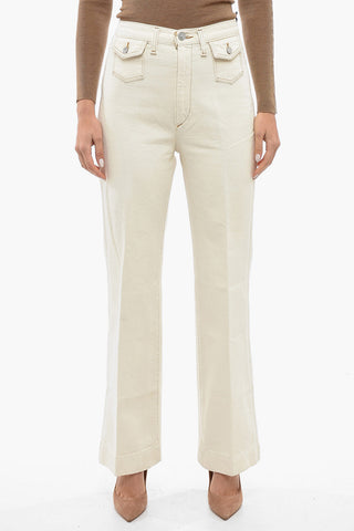 Solid Color Flared Jeans with Visible Stitching 25cm