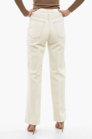 Solid Color Flared Jeans with Visible Stitching 25cm