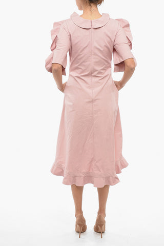 Short Sleeved Flared Dress with Ruffles