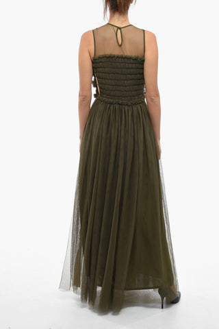 Tulle Maxi Dress With Ruches