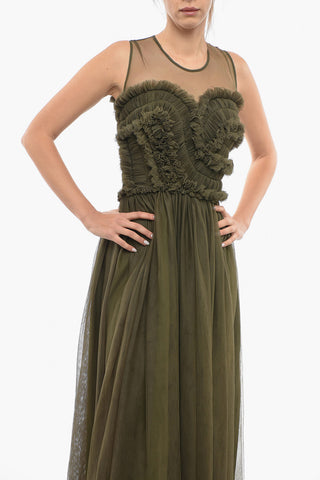 Tulle Maxi Dress With Ruches