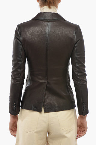 Blazer Doppiopetto in Pelle Martellata
