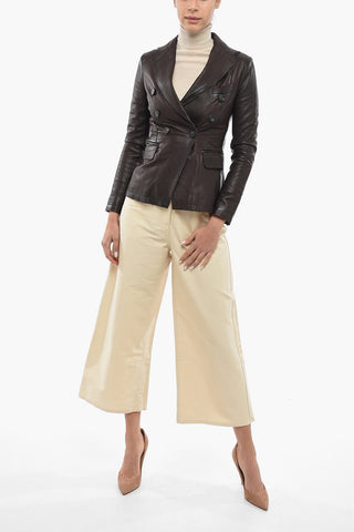 Blazer Doppiopetto in Pelle Martellata