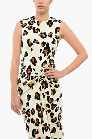 Abito Sheath con Dettaglio Floccato e Arricciatura