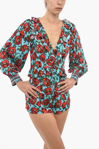 Rompersuit in Motivo Floreale con Volant
