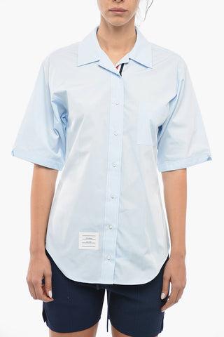 Camicia A Maniche Corte In Cotone Con Taschino