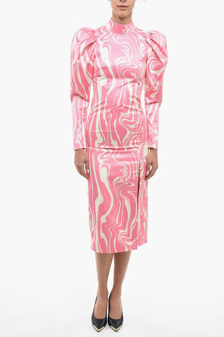 Abstract Pattern THERESA Cocktail Dress with Puff Sleeve