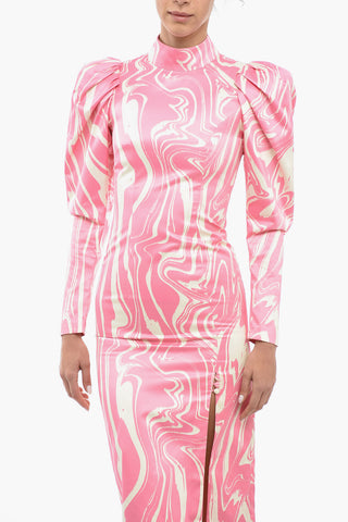 Abstract Pattern THERESA Cocktail Dress with Puff Sleeve