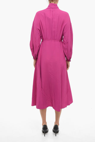 Solid Color V-Neck Shirt Dress