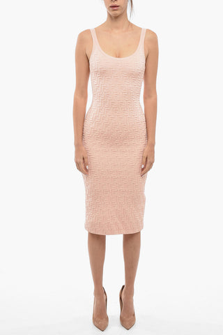 Vestito Midi Bodycon Con Logo Allover