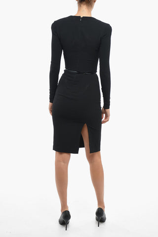 Belted Back Slit Maxi Dress