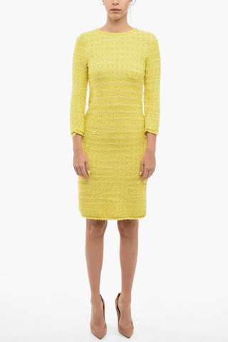 Buttoned BACK TO FRONT Wool Blend Tweed Dress