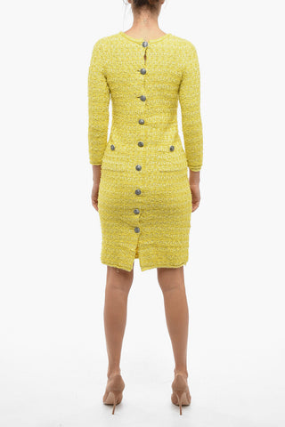 Buttoned BACK TO FRONT Wool Blend Tweed Dress