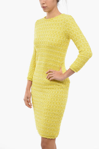Buttoned BACK TO FRONT Wool Blend Tweed Dress