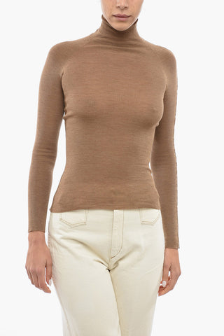 Merino Wool Turtleneck Sweater with Removable Muff