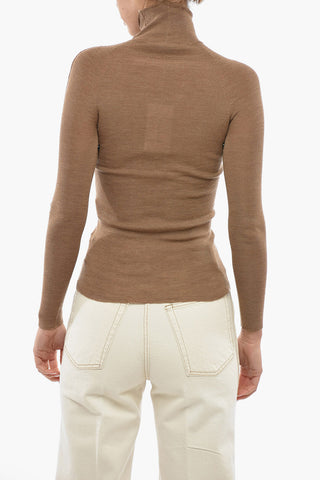 Merino Wool Turtleneck Sweater with Removable Muff