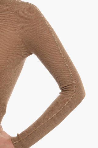 Merino Wool Turtleneck Sweater with Removable Muff