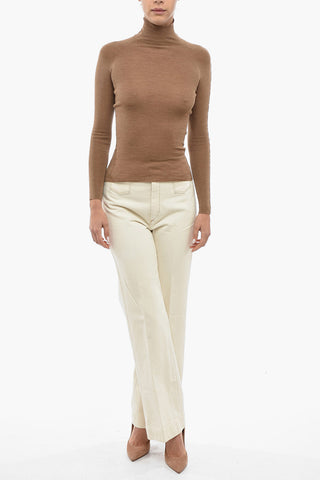 Merino Wool Turtleneck Sweater with Removable Muff