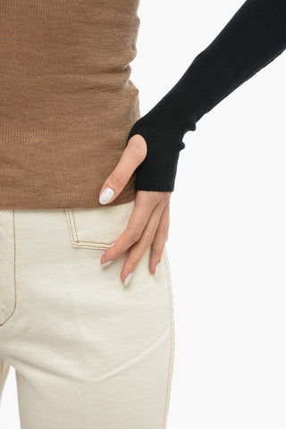 Merino Wool Turtleneck Sweater with Removable Muff