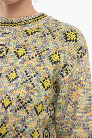 Embroidered Multicolor 50S Crew-Neck Sweater