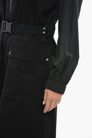 Half-zipped Cotton Dress with Logoed Belt