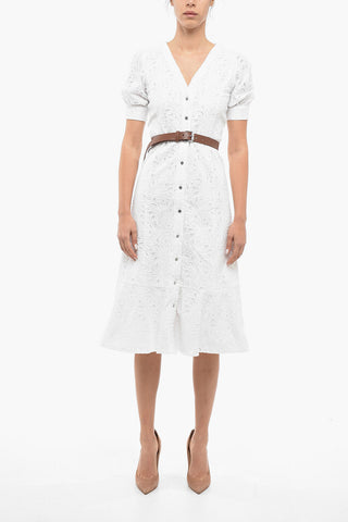 MICHAEL Floral Motif Short Sleeve Shirt Dress with Belt