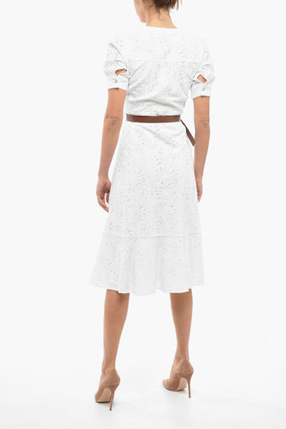 MICHAEL Floral Motif Short Sleeve Shirt Dress with Belt