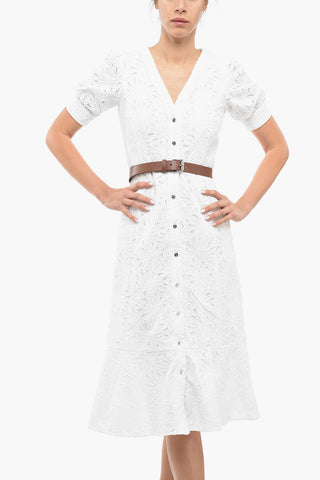 MICHAEL Floral Motif Short Sleeve Shirt Dress with Belt