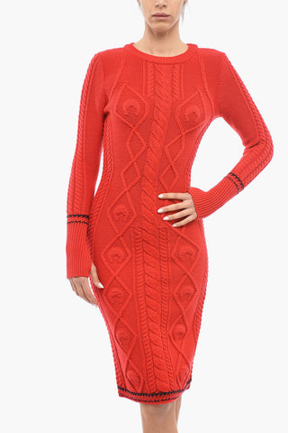 WHITE LINE Aran Sheath Dress with Tight Fit