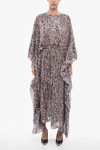 Maxi Caftano in Lurex Asimmetrico con Cintura