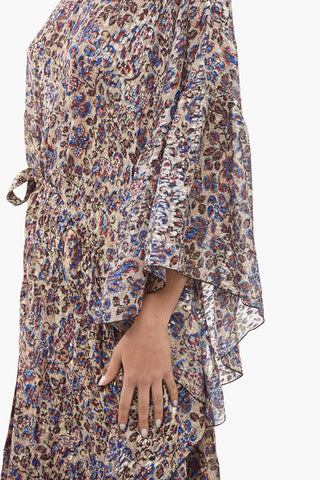 Maxi Caftano in Lurex Asimmetrico con Cintura