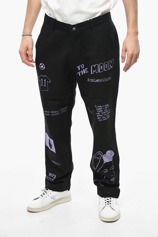 Pantaloni in Misto Lana con Ricami