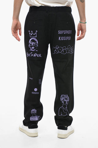 Pantaloni in Misto Lana con Ricami