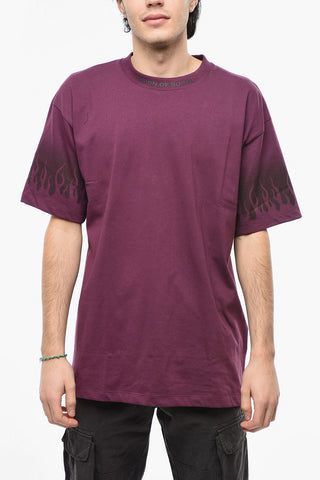Solid Color Crew-neck T-Shirt with Embossed Logo