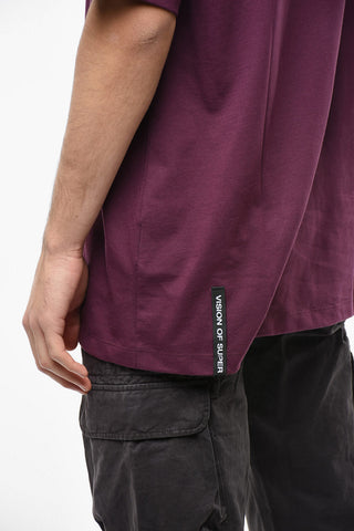Solid Color Crew-neck T-Shirt with Embossed Logo