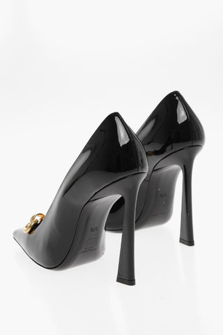 Patent Leather Pumps with Contrasting Buckle