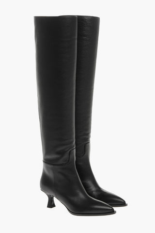 Over-the-Knee Leather Boots with Point Toe