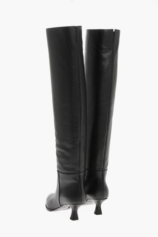Over-the-Knee Leather Boots with Point Toe