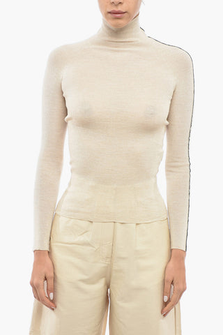 Merino Wool Turtleneck Sweater with Removable Muff