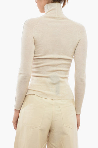 Merino Wool Turtleneck Sweater with Removable Muff