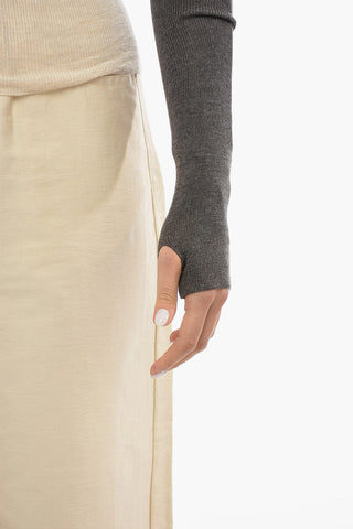 Merino Wool Turtleneck Sweater with Removable Muff