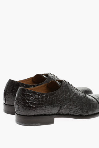 Crocodile Leather Derby Shoes with Cuir Sole