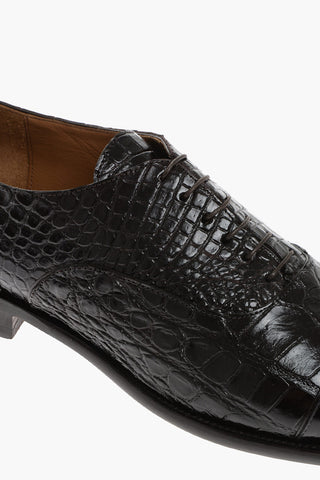 Crocodile Leather Derby Shoes with Cuir Sole